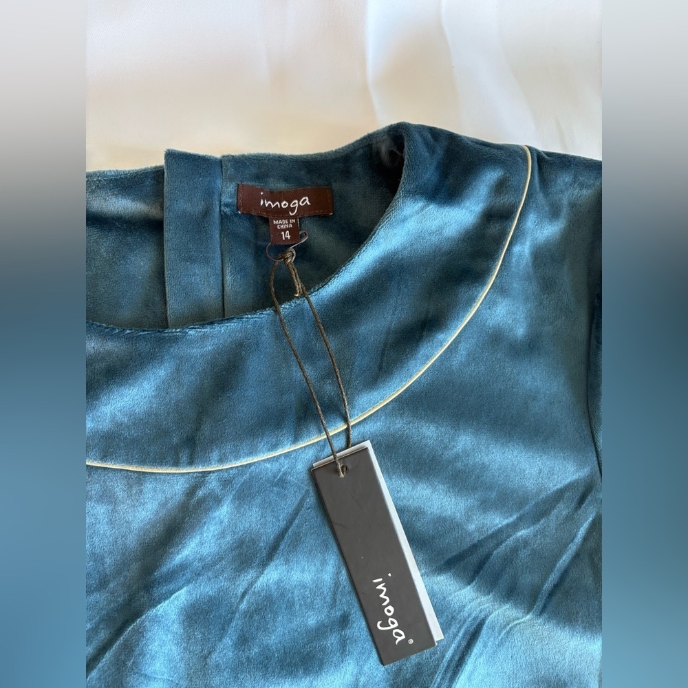 Imoga Teal and Patterned Mini Dress - Picture 2 of 7